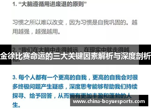 金徐比赛命运的三大关键因素解析与深度剖析